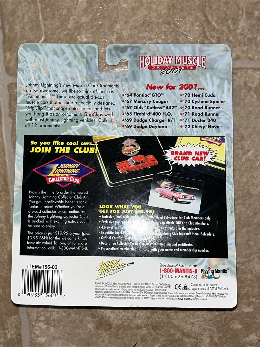 NWT Johnny Lightning Holiday Muscle 2001 Teal Ornament Car